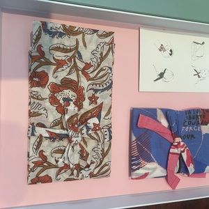 Sezane  - 2 scarves, brand new, Demain box with notepad and pencil